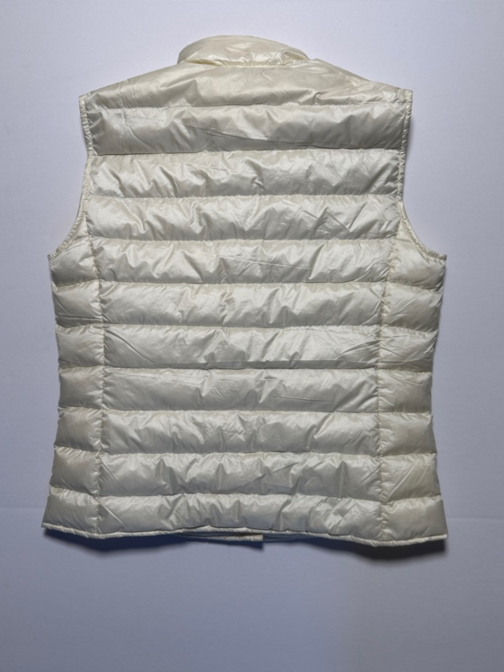 MONCLER Longue Saison Ivory Cream Quilted Down Vest Snap Closure Lightweight 2/M - Picture 13 of 16